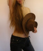 Sweet topless sexy myself in tigh jeans with teasing hairbra and hat. How much do you like it?