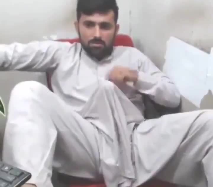 Pakistani horny man reveals BIG cock in the cell store! Watch him jerking off in his work! HUGE cumshot! (Preview)