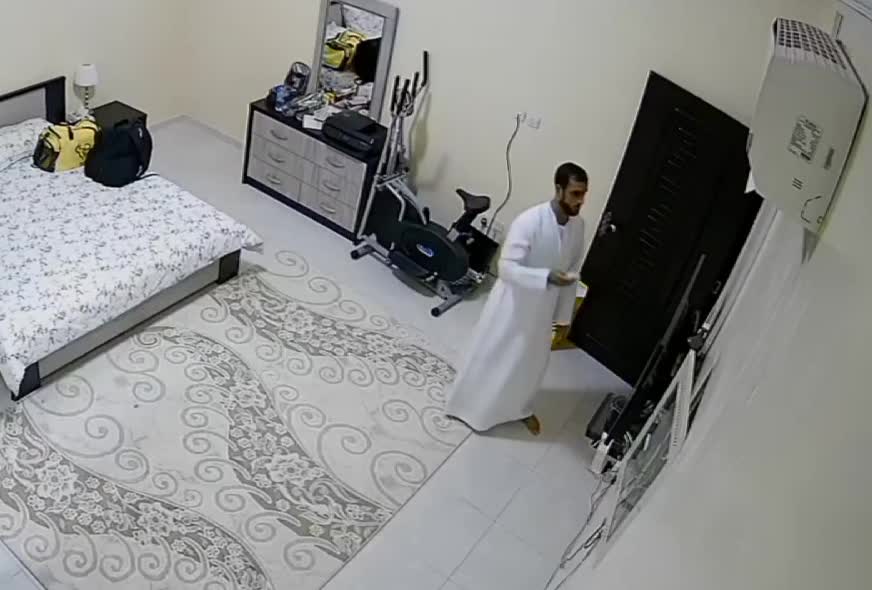 Saudi hunk caught stripping at the bedroom! Hot Arab !