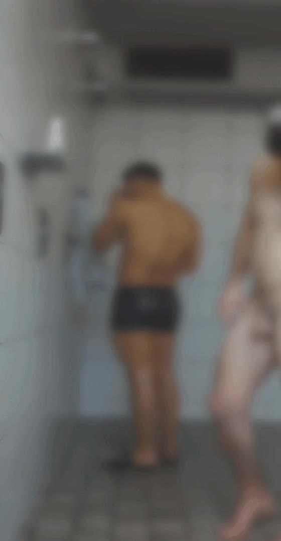 Bulky swimmer in the shower. 
Take a shower with this swimmer with huge thighs and butt! Watch him soap up his nice uncut cock up close!